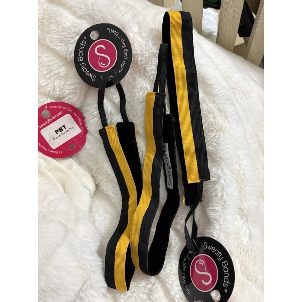 3 Black & Gold Sweaty Headbands